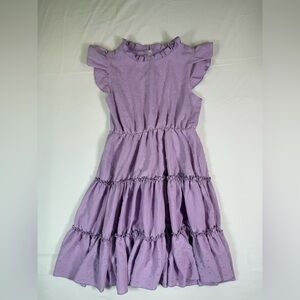 MARIE NICOLE CLOTHING Girls' Lavender Swiss Dot Tiered Ruffle Dress Size 5XL